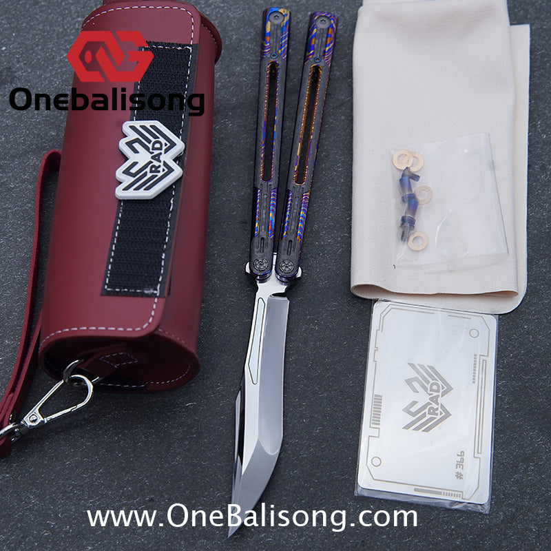 RAD Cygnus V2 Genuine Balisong Titanium-6AL-4V Handle CPM-S35VN Stainless Steel Live Blade Bushing