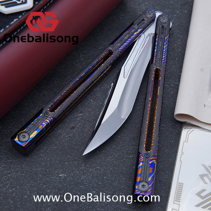 RAD Cygnus V2 Genuine Balisong Titanium-6AL-4V Handle CPM-S35VN Stainless Steel Live Blade Bushing