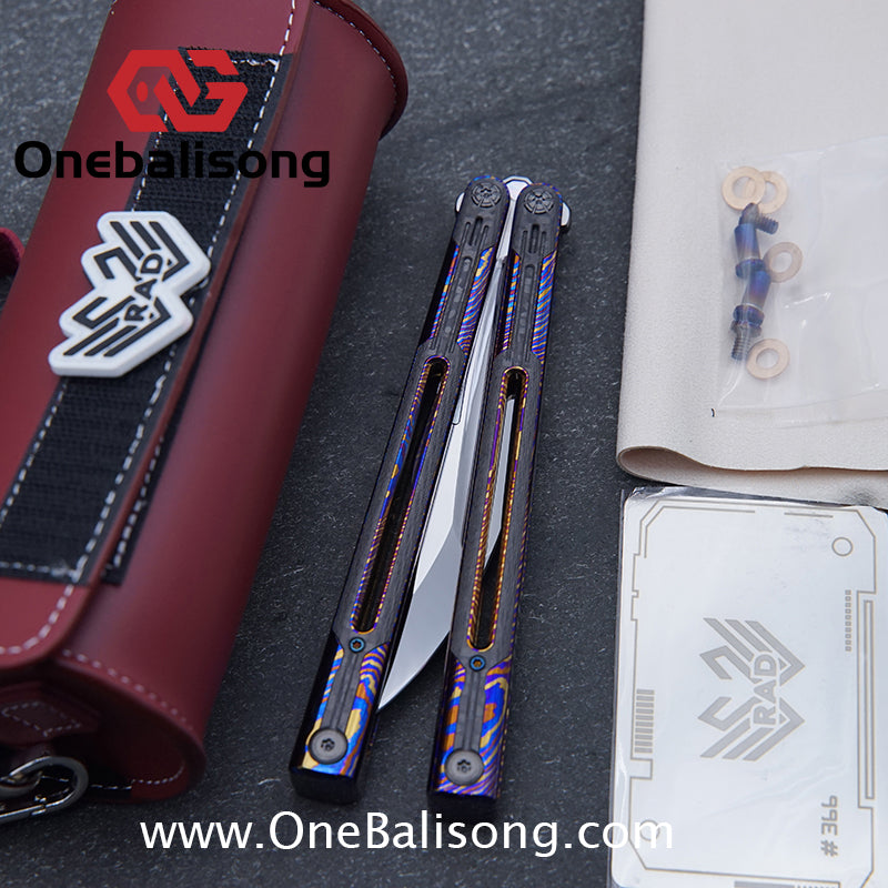RAD Cygnus V2 Genuine Balisong Titanium-6AL-4V Handle CPM-S35VN Stainless Steel Live Blade Bushing