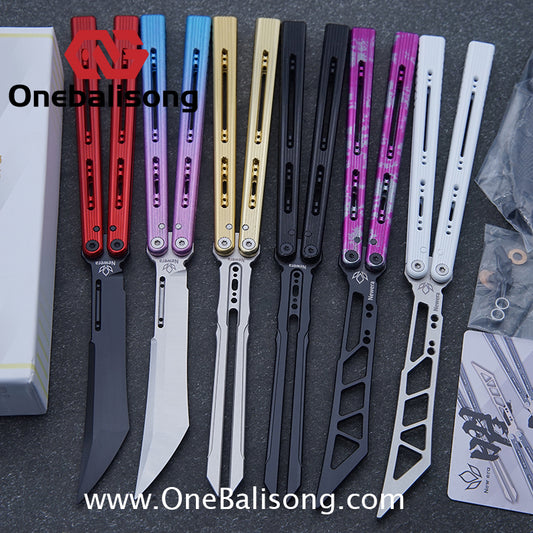 Newera Sunshine V2 Original Balisong Aluminum Alloy Handle 3Cr13 Stainles Steel Blade Trainer/Tuning Fork/False Edge Bushing