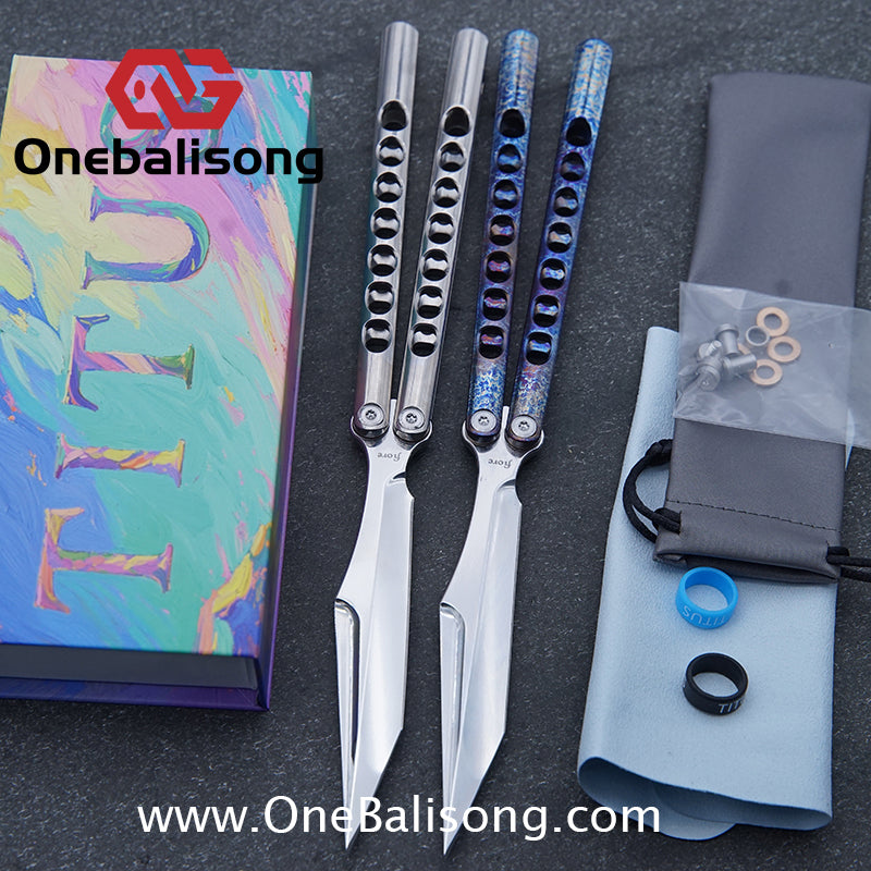 TITUS Fiore Clone Balisong Titanium Alloy Handle VG10 Stainless Steel Fake Blade Bushing