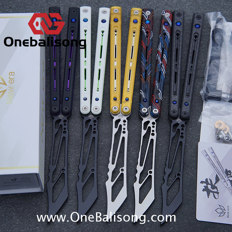 Newera Fvyao Original Balisong 7075 Aluminum Alloy+ G10 Patch Handle 5Cr15 Stainles Steel Blade Trainer Bushing