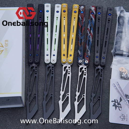 Newera Fvyao Original Balisong 7075 Aluminum Alloy+ G10 Patch Handle 5Cr15 Stainles Steel Blade Trainer Bushing