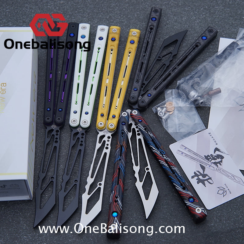 Newera Fvyao Original Balisong 7075 Aluminum Alloy+ G10 Patch Handle 5Cr15 Stainles Steel Blade Trainer Bushing