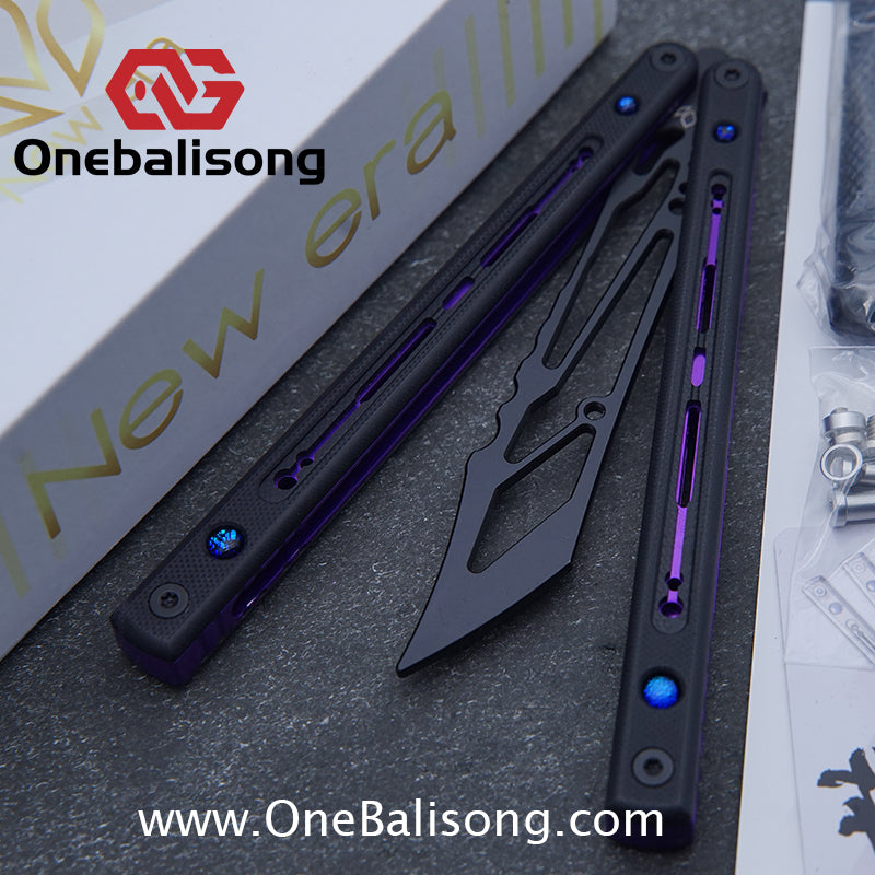 Newera Fvyao Original Balisong 7075 Aluminum Alloy+ G10 Patch Handle 5Cr15 Stainles Steel Blade Trainer Bushing