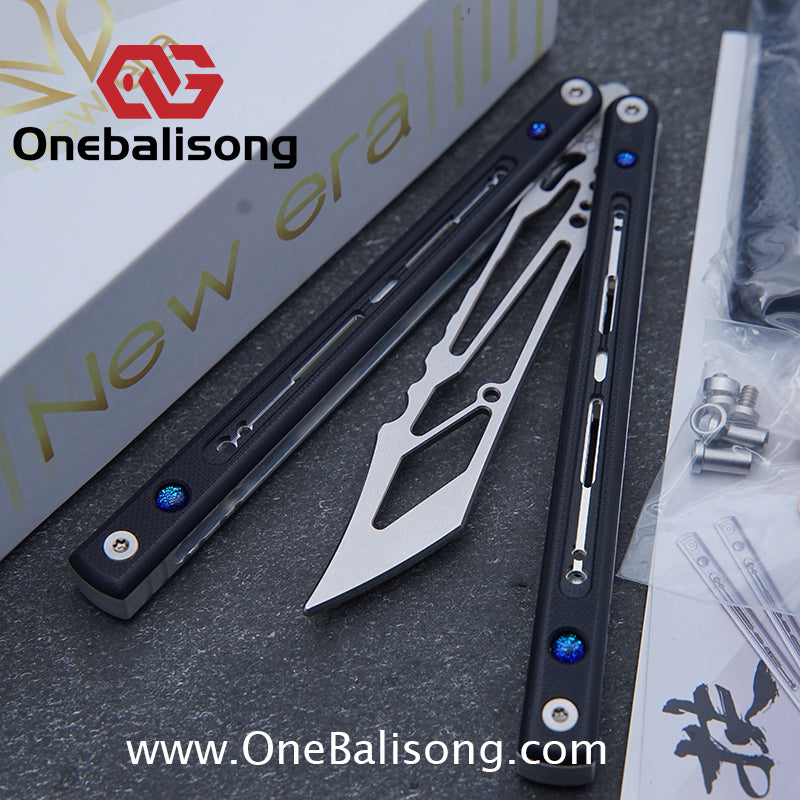 Newera Fvyao Original Balisong 7075 Aluminum Alloy+ G10 Patch Handle 5Cr15 Stainles Steel Blade Trainer Bushing
