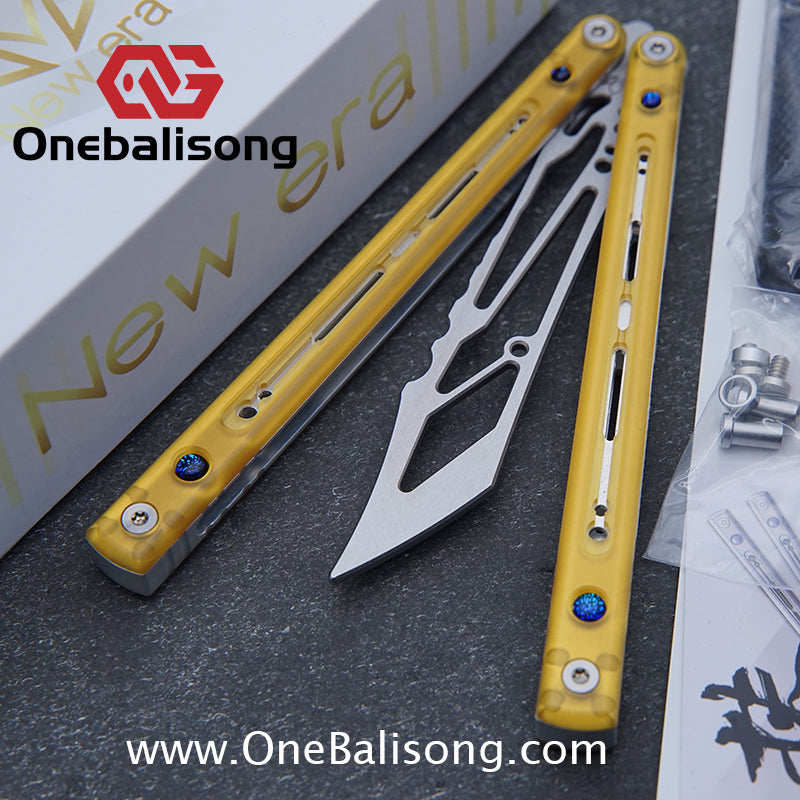 Newera Fvyao Original Balisong 7075 Aluminum Alloy+ G10 Patch Handle 5Cr15 Stainles Steel Blade Trainer Bushing