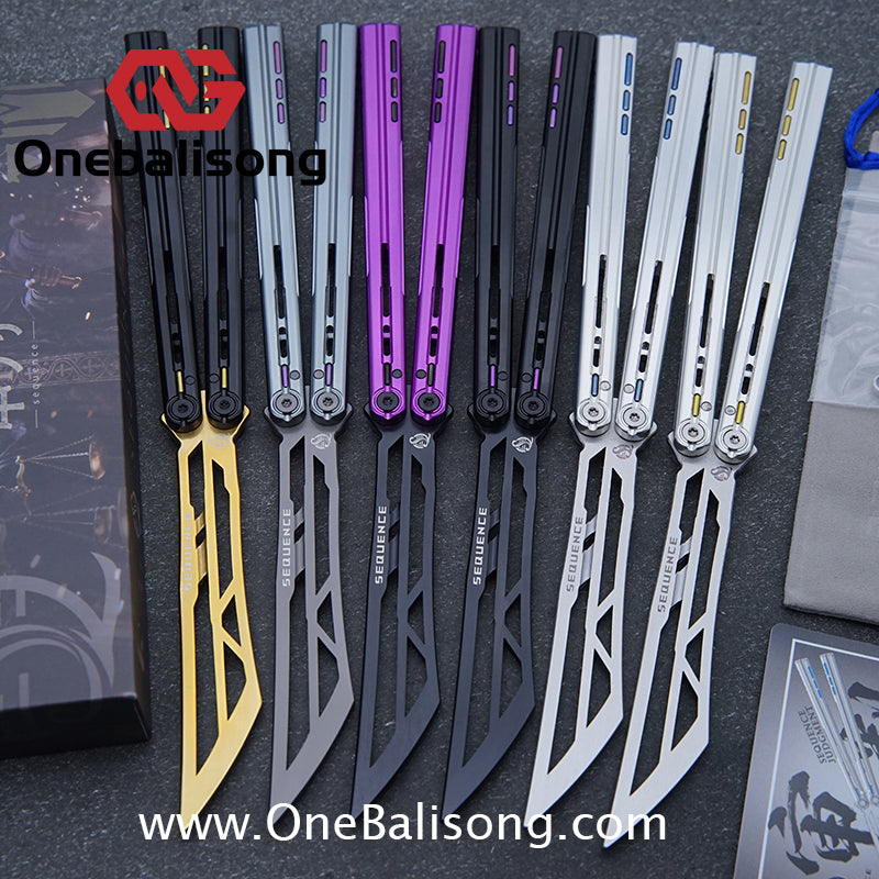 Sequence Judgment Original Balisong 7075 Aluminum+TC4 Titanium Handle Stainless steel Blade