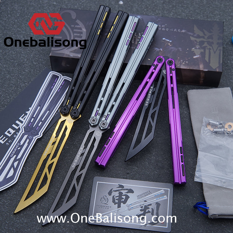 Sequence Judgment Original Balisong 7075 Aluminum+TC4 Titanium Handle Stainless steel Blade