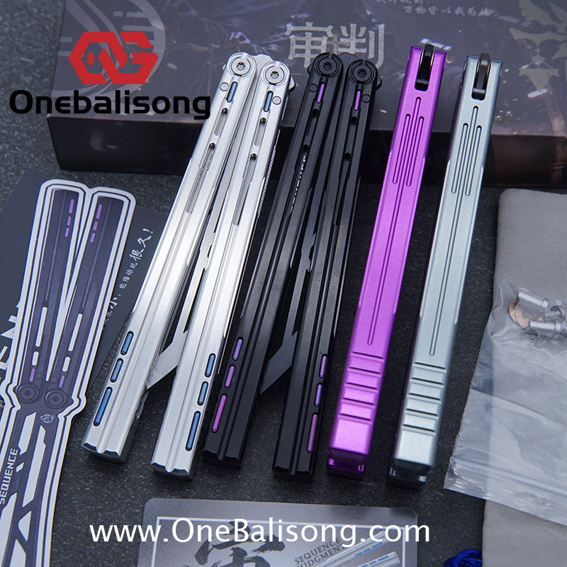 Sequence Judgment Original Balisong 7075 Aluminum+TC4 Titanium Handle Stainless steel Blade