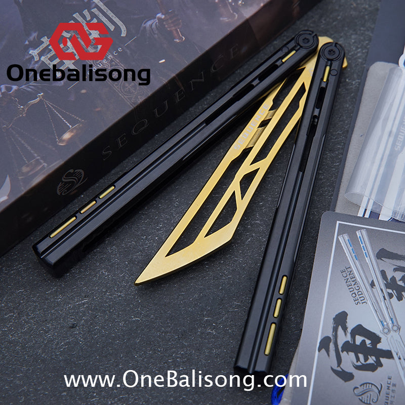 Sequence Judgment Original Balisong 7075 Aluminum+TC4 Titanium Handle Stainless steel Blade