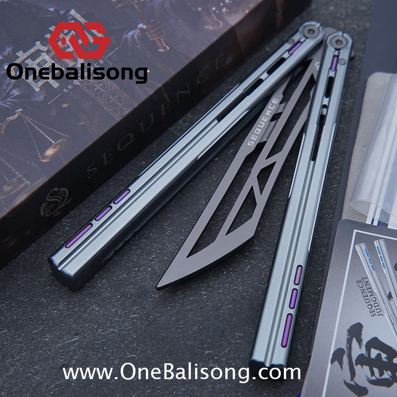 Sequence Judgment Original Balisong 7075 Aluminum+TC4 Titanium Handle Stainless steel Blade