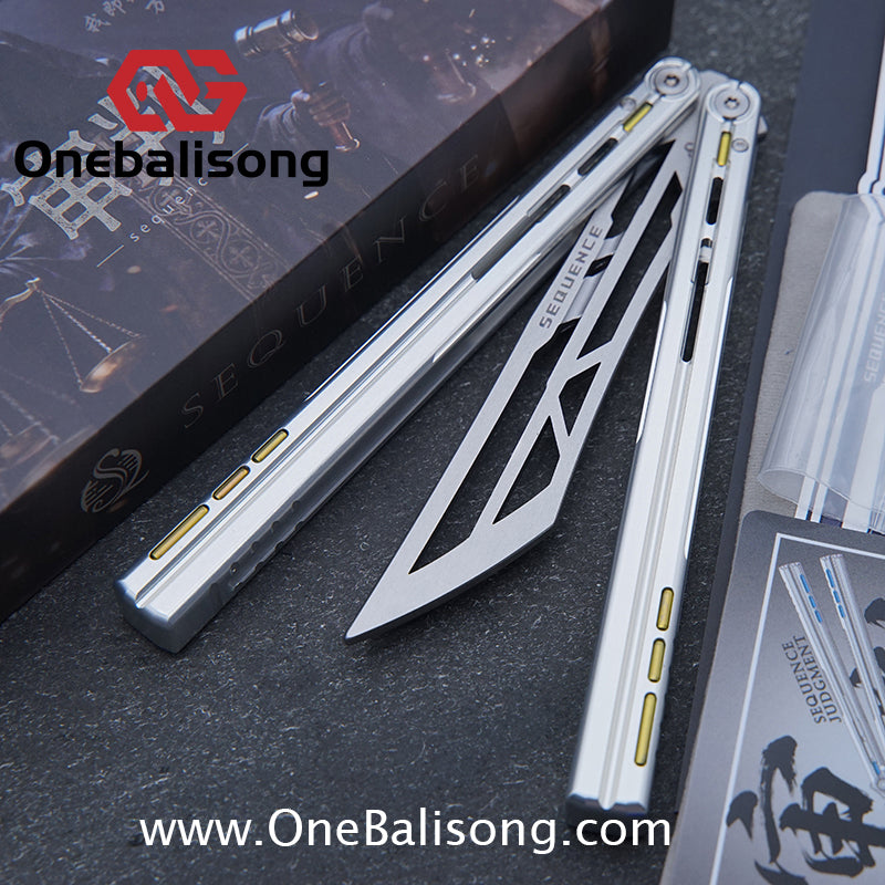 Sequence Judgment Original Balisong 7075 Aluminum+TC4 Titanium Handle Stainless steel Blade