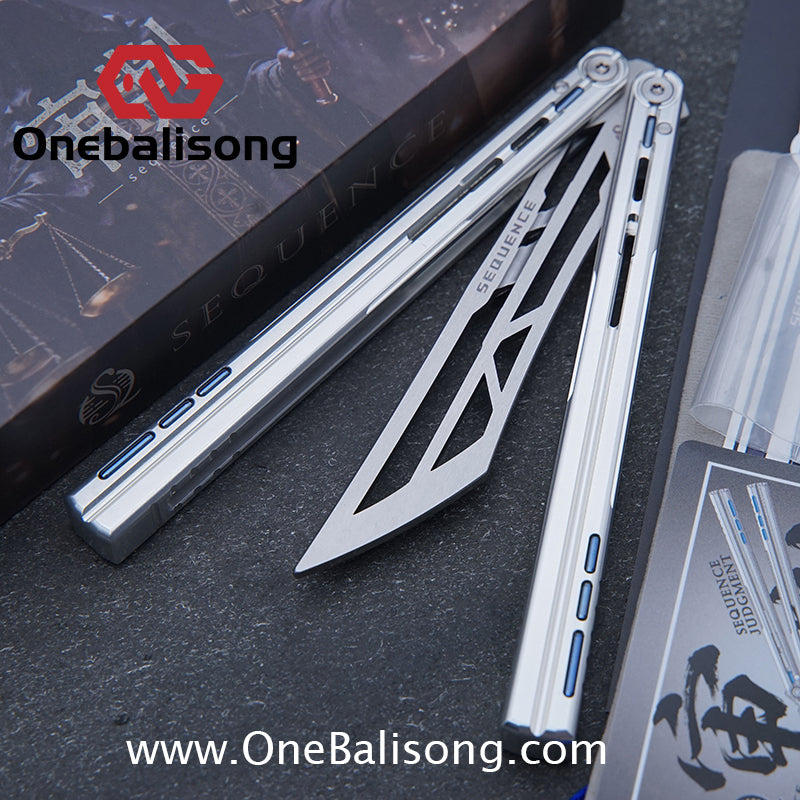 Sequence Judgment Original Balisong 7075 Aluminum+TC4 Titanium Handle Stainless steel Blade