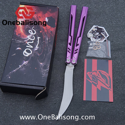 Once Alpha Bone Balisong 7075 Aluminum Alloy Handle Stainless Steel Blade Bushings