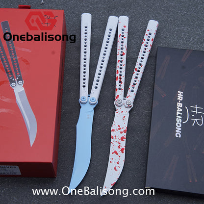 HR DOOM Balisong Aluminum Alloy Handle 14c28n Stainless Steel Blade Bushing