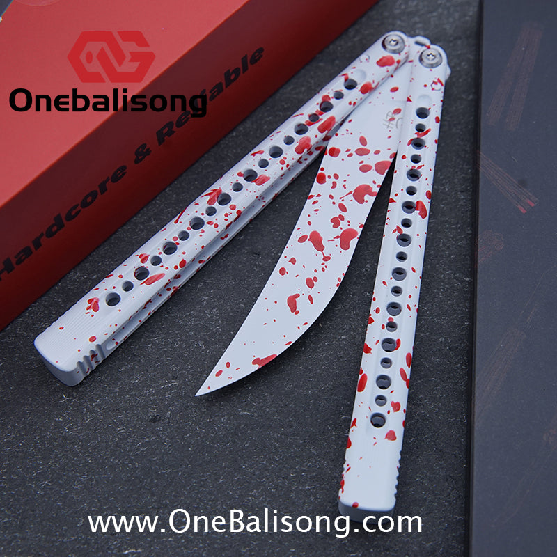 HR DOOM Balisong Aluminum Alloy Handle 14c28n Stainless Steel Blade Bushing