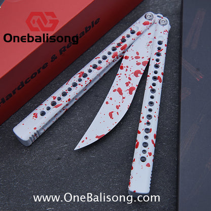 HR DOOM Balisong Aluminum Alloy Handle 14c28n Stainless Steel Blade Bushing