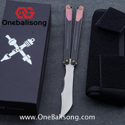To Follow Crisis Balisong Titanium-6AI-4V Handle M390 Stainless Steel Blade Bushing