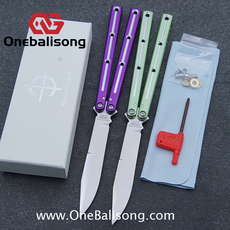 Baliplus 7075 Glossy Bright Slot Kraken V3 Aluminum Balisong Stainless Steel Blade Clone Bushing