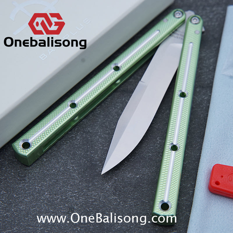 Baliplus 7075 Glossy Bright Slot Kraken V3 Aluminum Balisong Stainless Steel Blade Clone Bushing