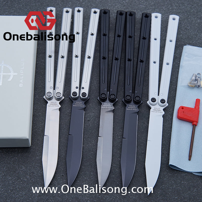 Baliplus Kraken Balisong Glossy clone Tanto/Bowie/Weekawk  live/Fake Blade Channel 7075 Aluminum Glossy Handle Bushings 9cr18
