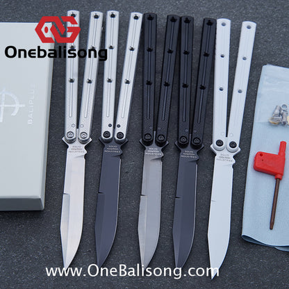 Baliplus Kraken Balisong Glossy clone Tanto/Bowie/Weekawk  live/Fake Blade Channel 7075 Aluminum Glossy Handle Bushings 9cr18