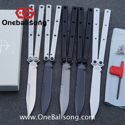 Baliplus Kraken live/Fake Blade clone Balisong Channel 7075 Aluminum Glossy Handle Bushings 9cr18