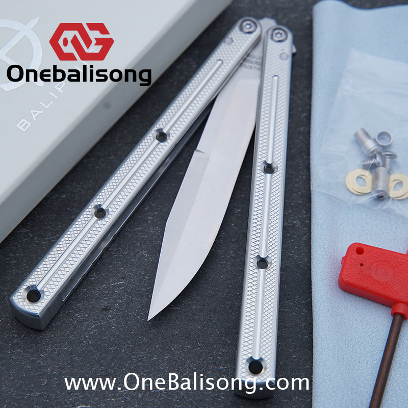 Baliplus Kraken Balisong Glossy clone Tanto/Bowie/Weekawk  live/Fake Blade Channel 7075 Aluminum Glossy Handle Bushings 9cr18