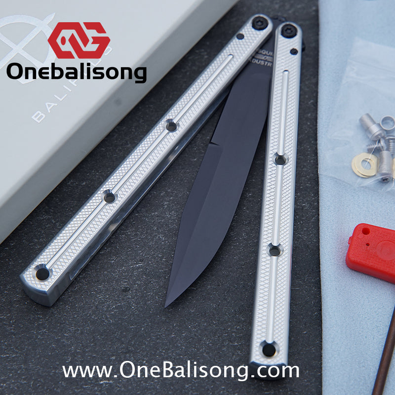 Baliplus Kraken Balisong Glossy clone Tanto/Bowie/Weekawk  live/Fake Blade Channel 7075 Aluminum Glossy Handle Bushings 9cr18