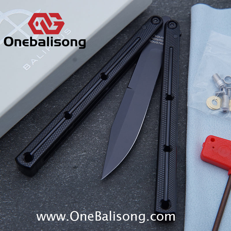 Baliplus Kraken Balisong Glossy clone Tanto/Bowie/Weekawk  live/Fake Blade Channel 7075 Aluminum Glossy Handle Bushings 9cr18