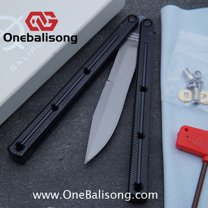 Baliplus Kraken Balisong Glossy clone Tanto/Bowie/Weekawk  live/Fake Blade Channel 7075 Aluminum Glossy Handle Bushings 9cr18