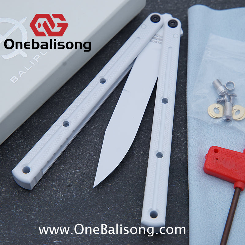 Baliplus Kraken Balisong Glossy clone Tanto/Bowie/Weekawk  live/Fake Blade Channel 7075 Aluminum Glossy Handle Bushings 9cr18