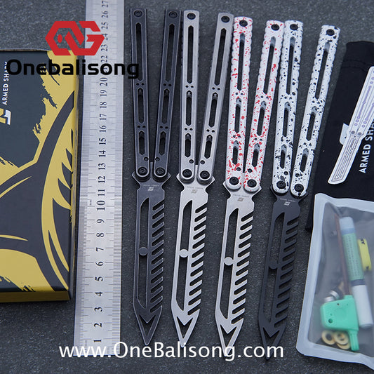 ARMED SHARK Hydro Balisong Clone 3CR13 Stainless Steel Handle Stainless Steel Blade Bushings