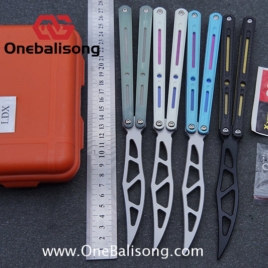 LDX Lnitiate Original Balisong Titanium Alloy+ G10 Patch Handle Stainles Steel Blade Trainer Bushing