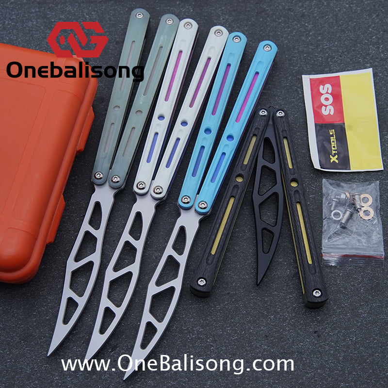 LDX Lnitiate Original Balisong Titanium Alloy+ G10 Patch Handle Stainles Steel Blade Trainer Bushing