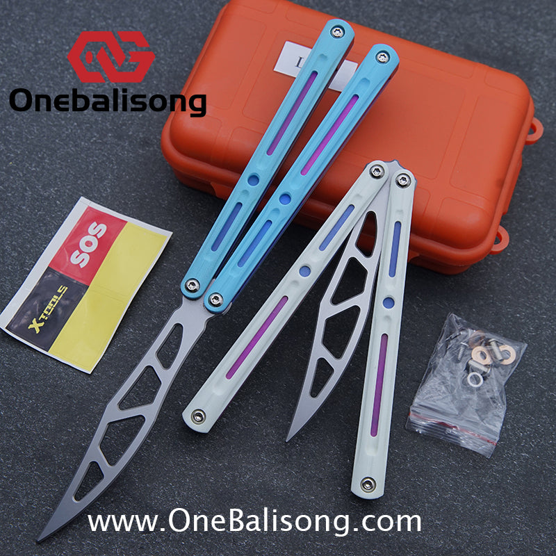 LDX Lnitiate Original Balisong Titanium Alloy+ G10 Patch Handle Stainles Steel Blade Trainer Bushing