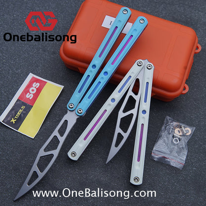 LDX Lnitiate Original Balisong Titanium Alloy+ G10 Patch Handle Stainles Steel Blade Trainer Bushing