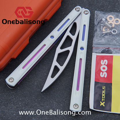 LDX Lnitiate Original Balisong Titanium Alloy+ G10 Patch Handle Stainles Steel Blade Trainer Bushing