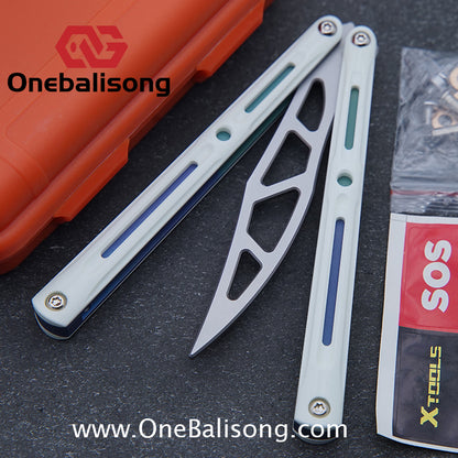 LDX Lnitiate Original Balisong Titanium Alloy+ G10 Patch Handle Stainles Steel Blade Trainer Bushing
