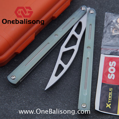 LDX Lnitiate Original Balisong Titanium Alloy+ G10 Patch Handle Stainles Steel Blade Trainer Bushing