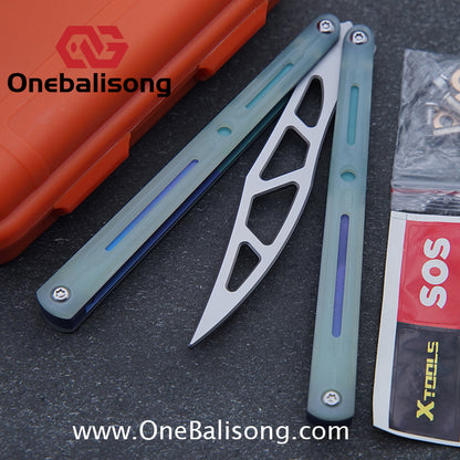 LDX Lnitiate Original Balisong Titanium Alloy+ G10 Patch Handle Stainles Steel Blade Trainer Bushing