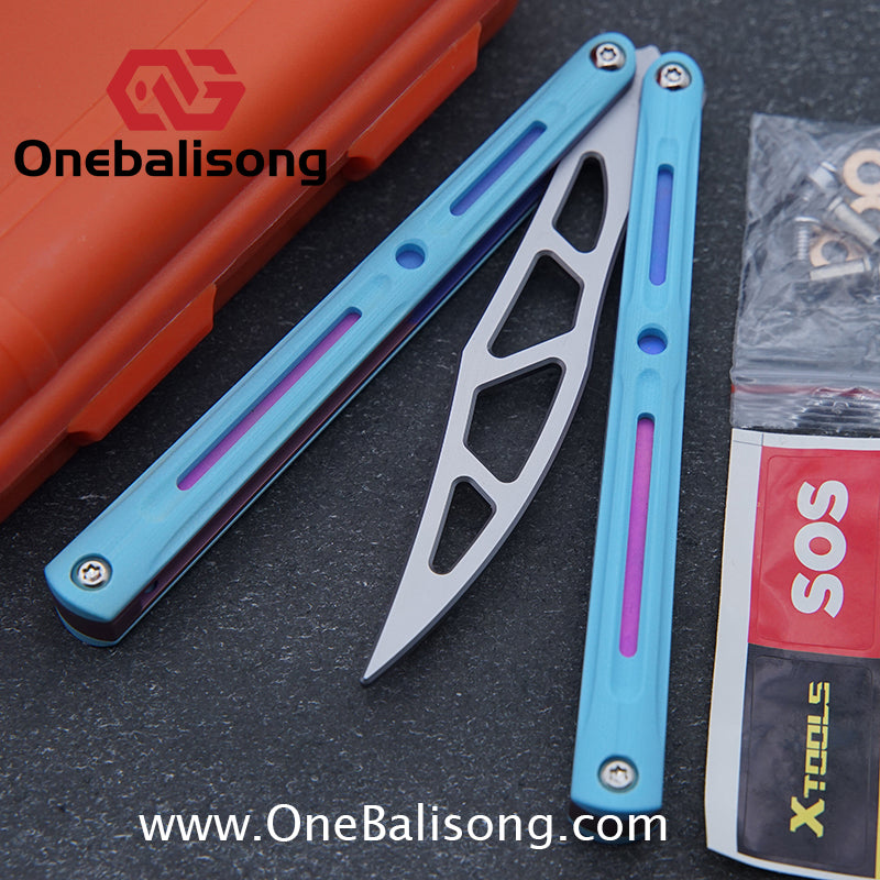 LDX Lnitiate Original Balisong Titanium Alloy+ G10 Patch Handle Stainles Steel Blade Trainer Bushing