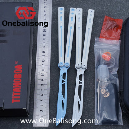 TITANOBOA Crystal Butterfly Balisong Aluminum Alloy Handle Stainless Steel Blade Bushing
