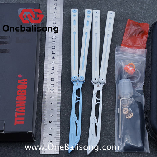 TITANOBOA Crystal Butterfly Balisong Aluminum Alloy Handle Stainless Steel Blade Bushing