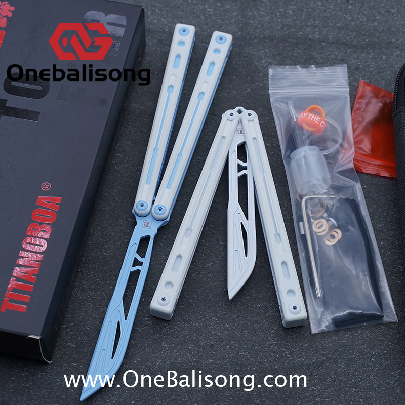 TITANOBOA Crystal Butterfly Balisong Aluminum Alloy Handle Stainless Steel Blade Bushing