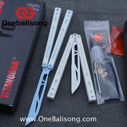 TITANOBOA Crystal Butterfly Balisong Aluminum Alloy Handle Stainless Steel Blade Bushing