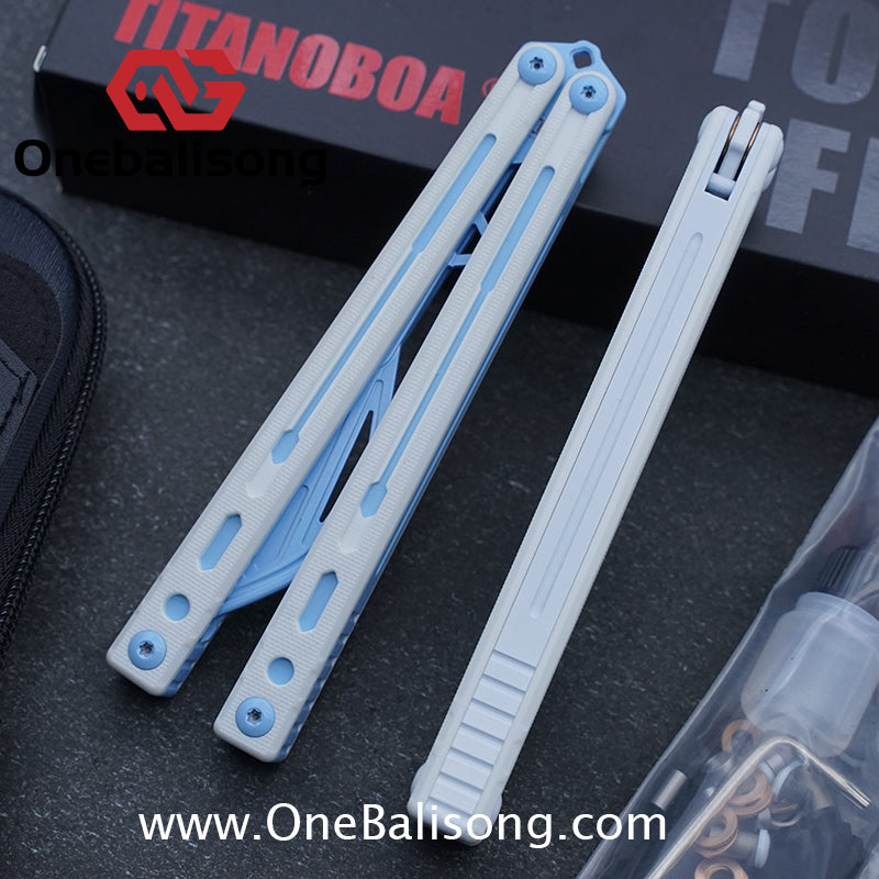 TITANOBOA Crystal Butterfly Balisong Aluminum Alloy Handle Stainless Steel Blade Bushing