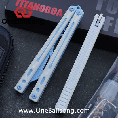 TITANOBOA Crystal Butterfly Balisong Aluminum Alloy Handle Stainless Steel Blade Bushing