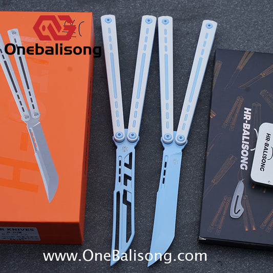 HR H01M Balisong 7075 Aluminium Alloy Integrated lining+Patch Handle 14c28n Stainless Steel Blade Bushing